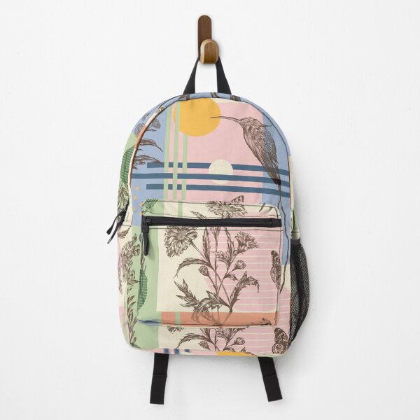 Item preview, Modern Botanical Collage with Hummingbirds Butterflies Soft Pastel Geometry designed and sold by NoemiMarozsan.