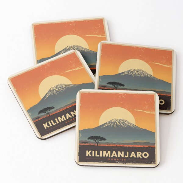 Item preview, Mount Kilimanjaro Sunrise Vintage Travel Poster | Retro Africa Landscape Art Print | Tanzania Safari Wall Decor | Wanderlust Adventure Illustration designed and sold by Eclipse 3699.