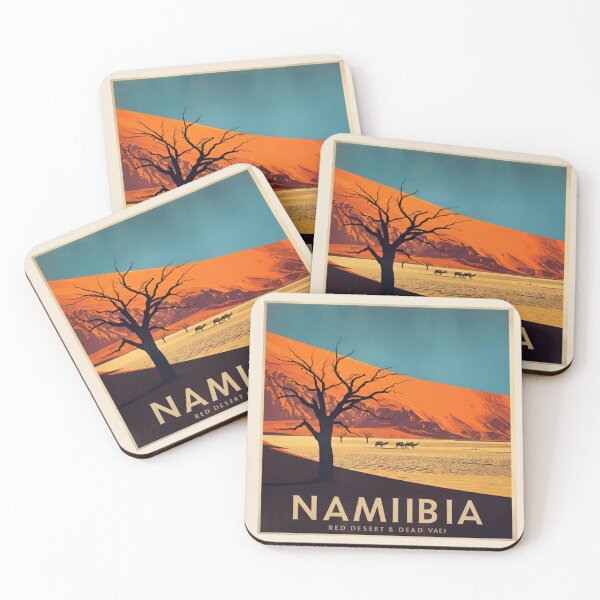 Item preview, Namibia Red Desert & Dead Valley Vintage Travel Poster | Retro Africa Landscape Art Print | Dune & Acacia Silhouette Wall Decor | Wanderlust Adventure Design designed and sold by Eclipse 3699.