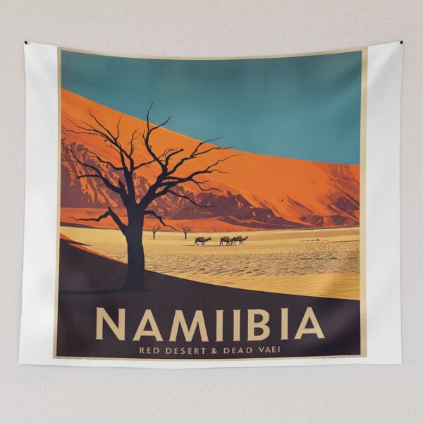 Item preview, Namibia Red Desert & Dead Valley Vintage Travel Poster | Retro Africa Landscape Art Print | Dune & Acacia Silhouette Wall Decor | Wanderlust Adventure Design designed and sold by Eclipse 3699.
