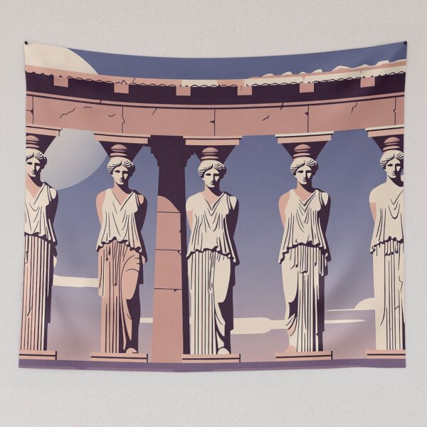 Item preview, Ancient Greek Caryatid Statues Classical Architecture Scene designed and sold by SassyArtistry.