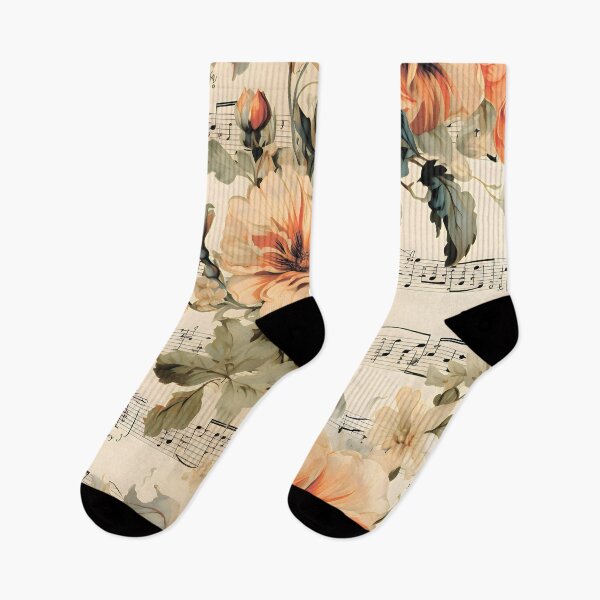 Item preview, Floral pattern. Musical notes. Retro. Vintage. designed and sold by MagelliShop.