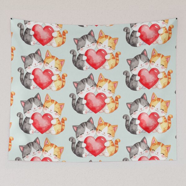Item preview, Small heart, big love, two cats designed and sold by LiskoDesign.
