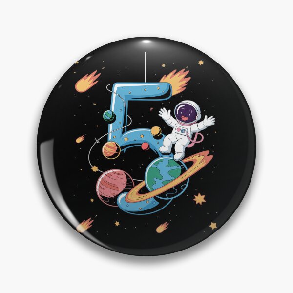Item preview, Kids 5 Year Old Astronaut Balloon Planets 5th Birthday Boy designed and sold by joyouartArt.