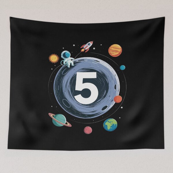 Item preview, Kids 5th Birthday Astronaut Balloon Planet 5 Year Old Boy designed and sold by joyouartArt.