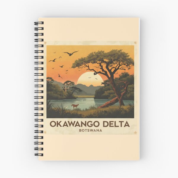 Item preview, Okavango Delta Botswana Vintage Travel Poster | Retro Safari Wildlife Wall Art | African Sunset Landscape Print | Wanderlust Adventure Decor designed and sold by Eclipse 3699.