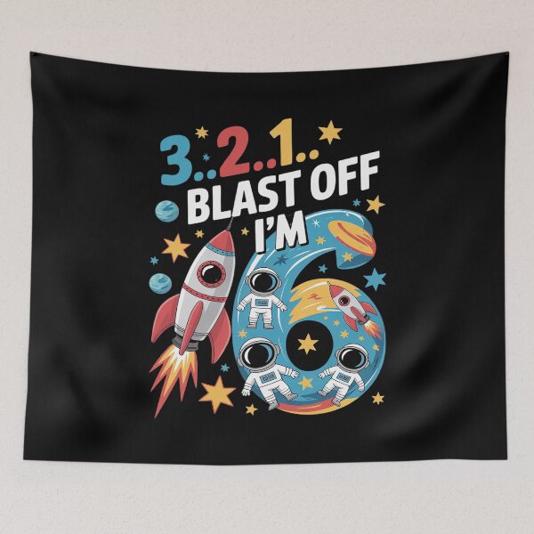 Item preview, Kids 6 Year Old Astronaut Outer Space Birthday 6th Birthday Boys designed and sold by joyouartArt.