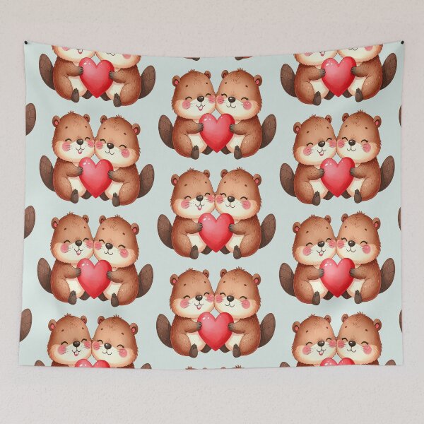 Item preview, Small heart, big love, two beavers designed and sold by LiskoDesign.