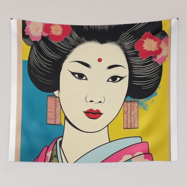 Item preview, Geisha Pop Art Portrait | Ukiyo e Style Japanese Art designed and sold by Vandy Fullam.