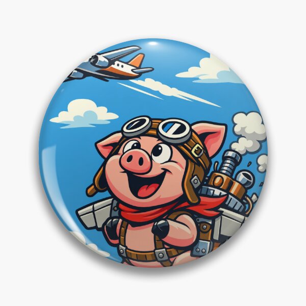 Item preview, Aviator Pig Flying with Jetpack - Comic Illustration When Pigs Fly designed and sold by ARTGENERATESART.