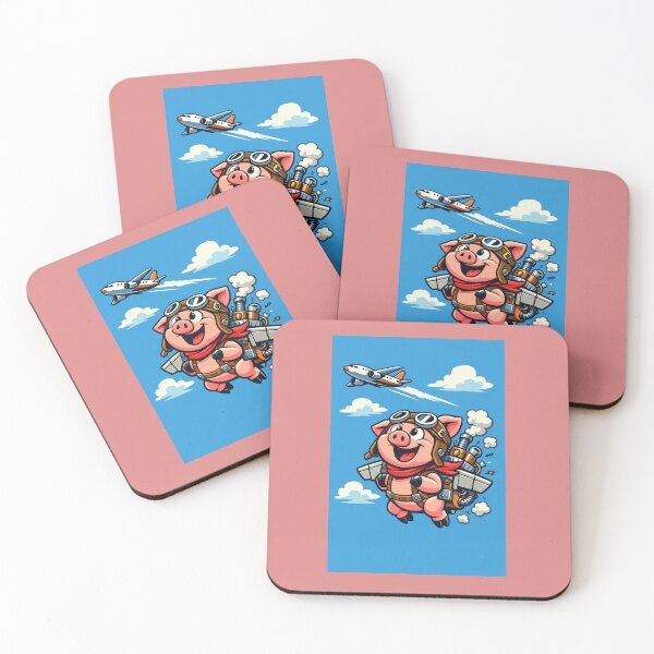 Item preview, Aviator Pig Flying with Jetpack - Comic Illustration When Pigs Fly designed and sold by ARTGENERATESART.