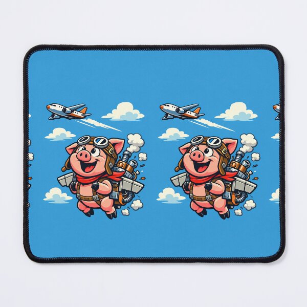 Item preview, Aviator Pig Flying with Jetpack - Comic Illustration When Pigs Fly designed and sold by ARTGENERATESART.