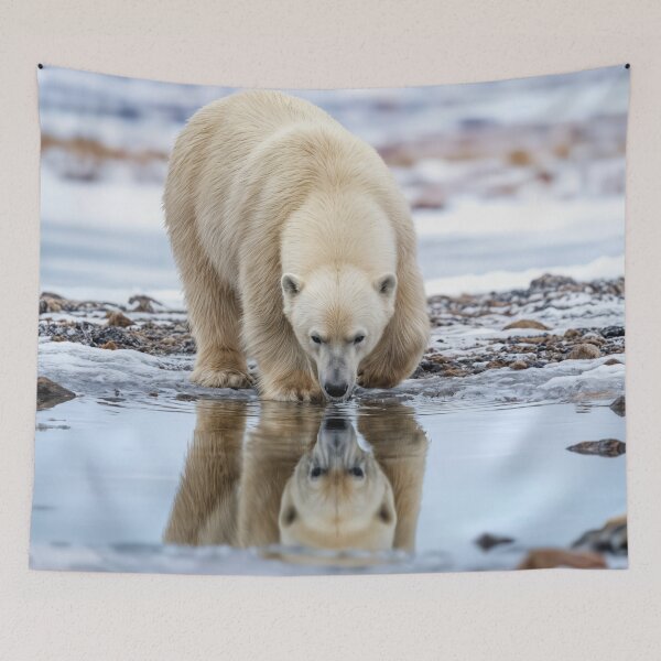 Item preview, Polar Bear Seeing Its Reflection In Water Puddle designed and sold by Maria Dryfhout.