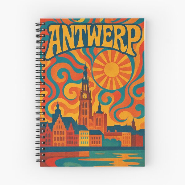 Item preview, Trippy Psychedelic Poster of Antwerp | Neon Diamond & Harbor City Vision | Surreal Belgian Urban Art designed and sold by PaintedPixels01.