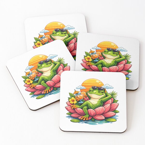 Item preview, Relaxing frog on a pink lotus designed and sold by FroggyOnly.