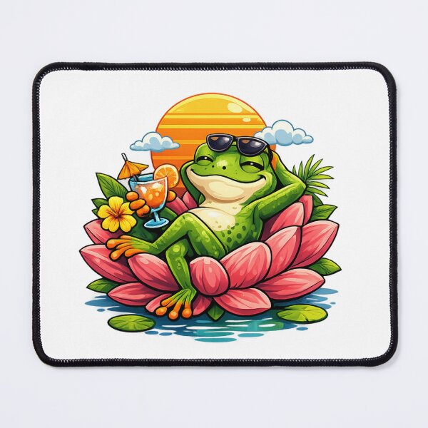 Item preview, Relaxing frog on a pink lotus designed and sold by FroggyOnly.