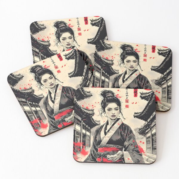 Item preview,  Japanese Warrior Geisha Ink Wash Art designed and sold by Neer arts.