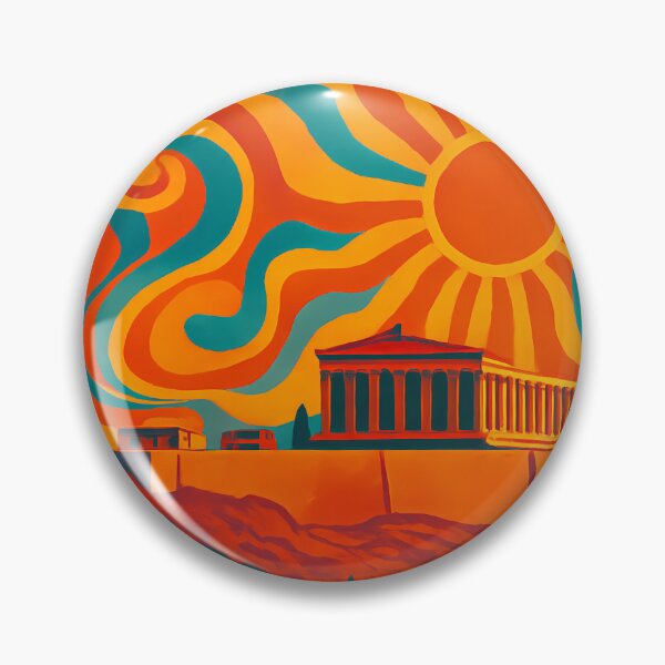 Item preview, Trippy Psychedelic Poster of Athens | Neon Acropolis Vision | Surreal Greek Urban Art designed and sold by PaintedPixels01.