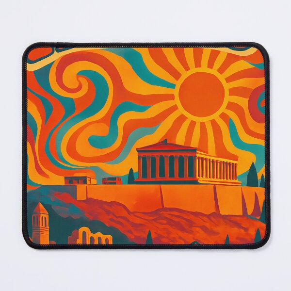 Item preview, Trippy Psychedelic Poster of Athens | Neon Acropolis Vision | Surreal Greek Urban Art designed and sold by PaintedPixels01.
