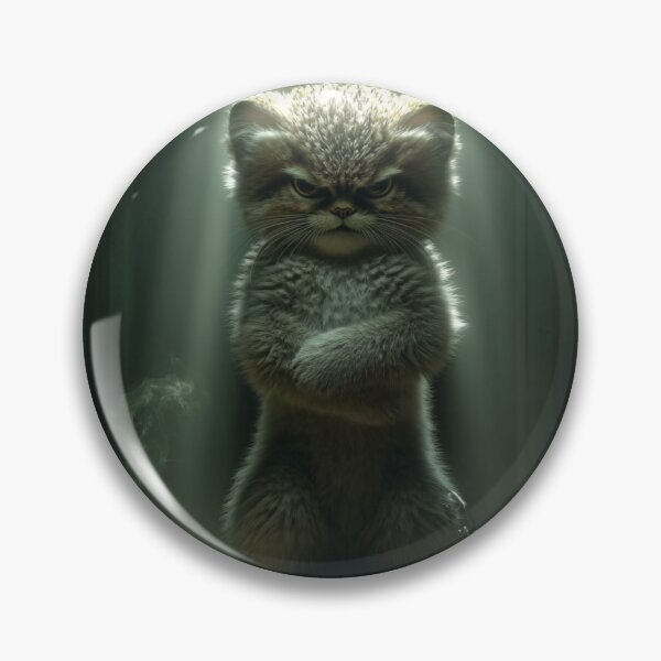 Item preview, Angry Manul Under Spotlight Dark Animal Art designed and sold by RØNI AI.