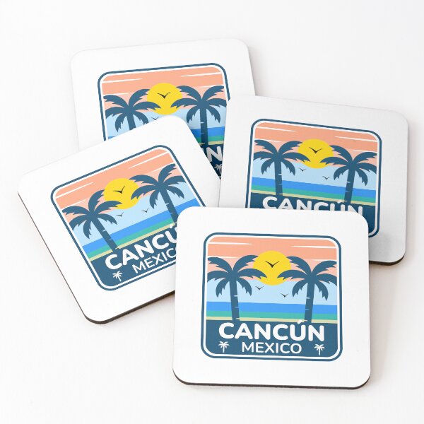 Item preview, Cancún Mexico - Retro Sunset Tropical Palm Trees Beach designed and sold by Shape Snip Studio.