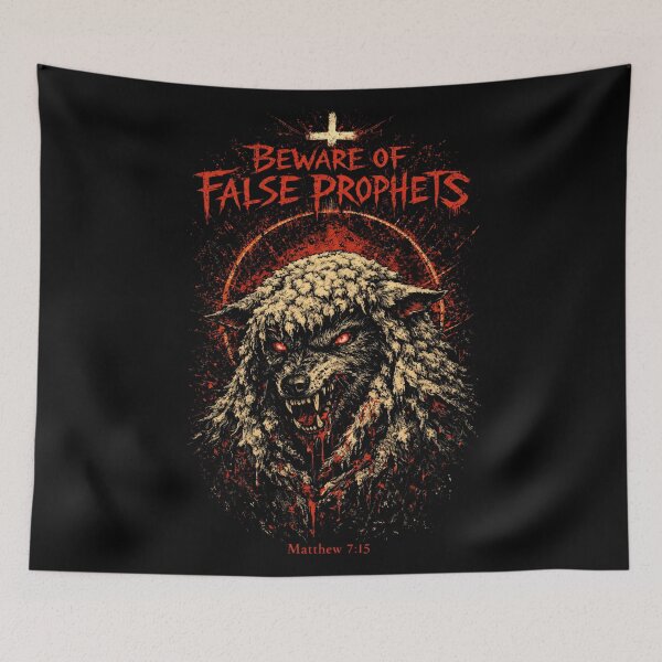 Item preview, Beware of False Prohets - Matthew 7:15 Gothic Christian Grunge Streetwear designed and sold by Blood Washed Apparel.