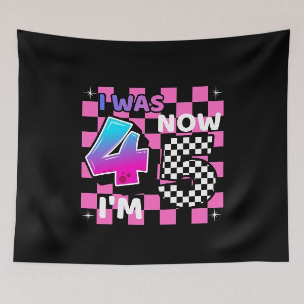 Item preview, Funny 5th Birthday Shirt – I Was 4 Now I’m 5 Retro Checker Design designed and sold by Graphizia.