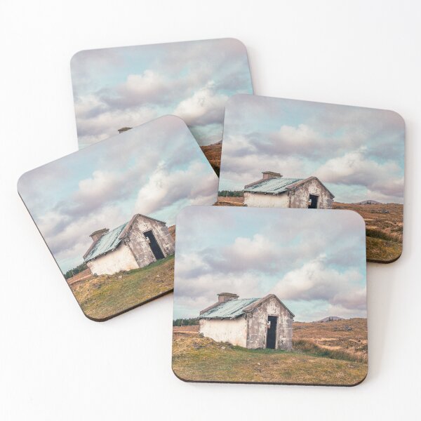 Item preview, Abandoned White Cottage Turquoise Roof Connemara Bog Ireland designed and sold by AshleyMobleyArt.