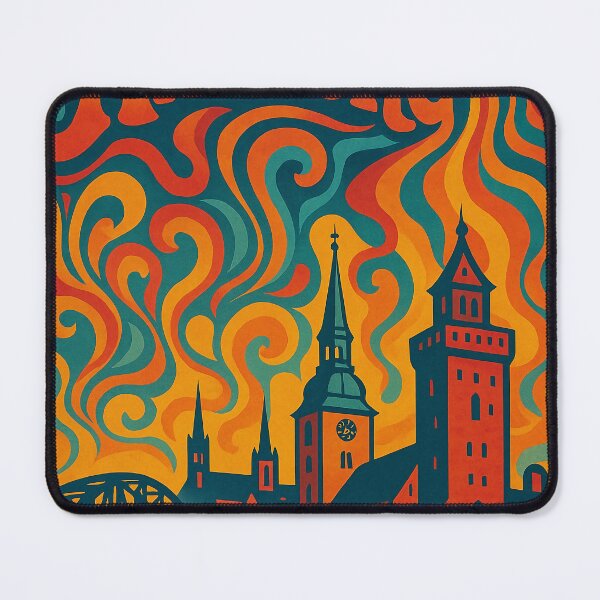 Item preview, Trippy Psychedelic Poster of Aalborg | Neon Fjord Flow | Surreal Danish Cityscape Art designed and sold by PaintedPixels01.