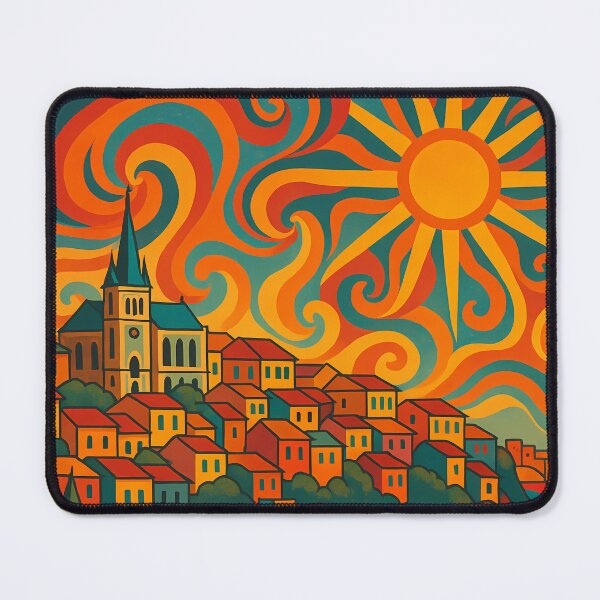 Item preview, Trippy Psychedelic Poster of Valparaíso | Neon Hills & Port Dreams | Surreal Chilean Cityscape Art designed and sold by PaintedPixels01.