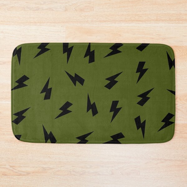 Item preview, Black Lightning Bolts Pattern on Green designed and sold by OneThreeSix.