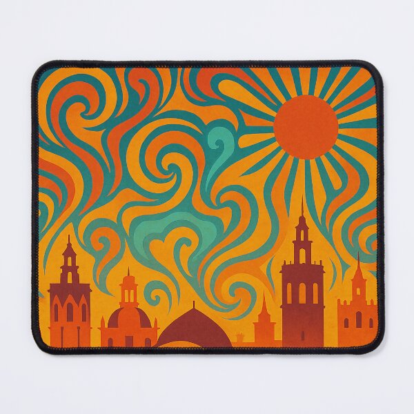 Item preview, Trippy Psychedelic Poster of Valencia | Neon Mediterranean Flow | Surreal Spanish Cityscape Art designed and sold by PaintedPixels01.