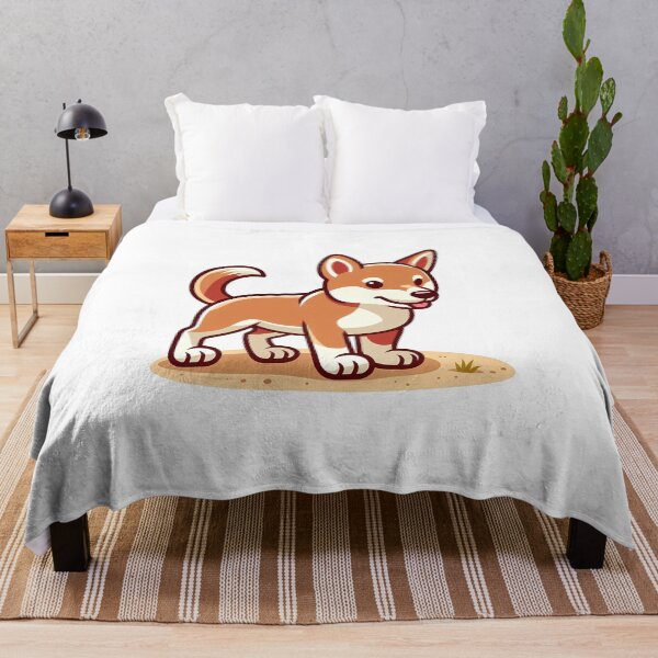 Item preview, Happy cartoon dog standing on a sandy surface, looking playful and adorable. designed and sold by cave-canvas.