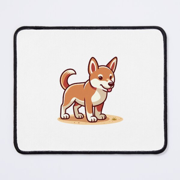 Item preview, Happy cartoon dog standing on a sandy surface, looking playful and adorable. designed and sold by cave-canvas.