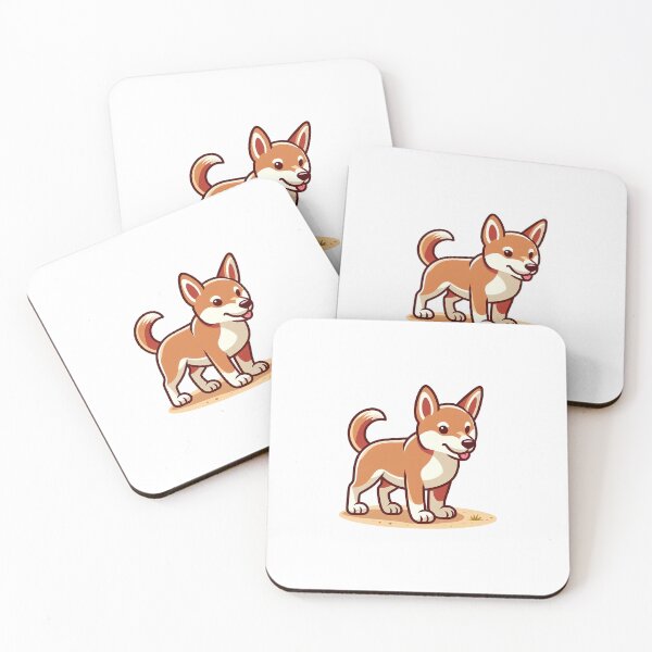 Item preview, Happy cartoon dog standing on a sandy surface, looking playful and adorable. designed and sold by cave-canvas.