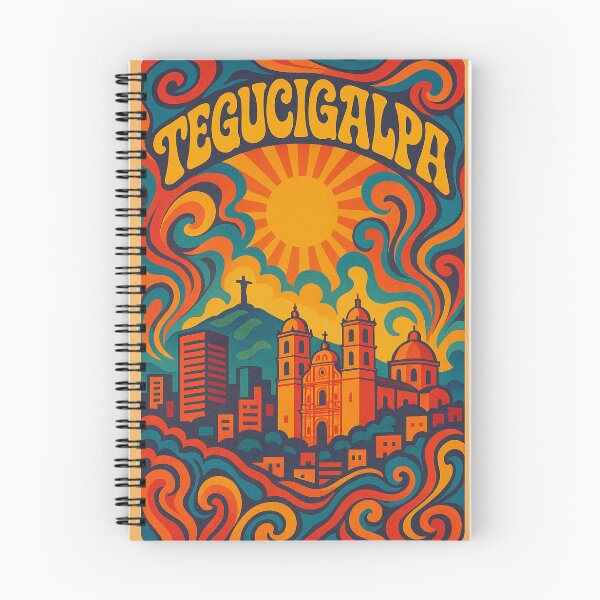 Item preview, Trippy Psychedelic Poster of Tegucigalpa | Neon Hills & Tropical Vibes | Surreal Honduran Cityscape Art designed and sold by PaintedPixels01.