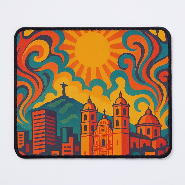 Item preview, Trippy Psychedelic Poster of Tegucigalpa | Neon Hills & Tropical Vibes | Surreal Honduran Cityscape Art designed and sold by PaintedPixels01.
