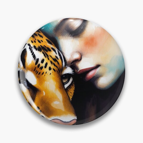Item preview, Woman and Leopard Portrait Painting designed and sold by SassyArtistry.