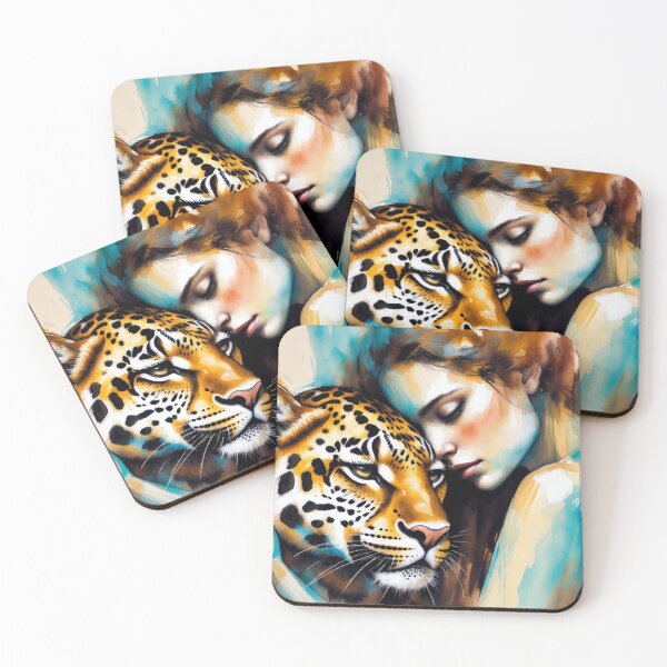 Item preview, Woman and Leopard Portrait Painting designed and sold by SassyArtistry.