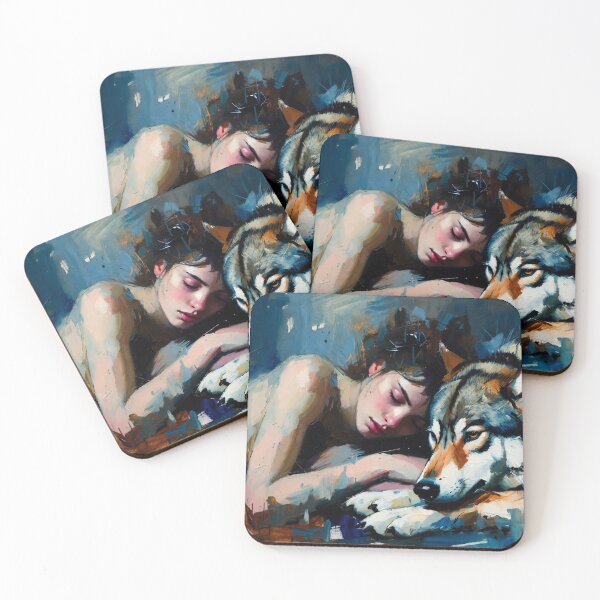 Item preview, Woman and Wolf Emotional Painting designed and sold by SassyArtistry.