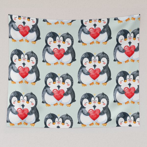 Item preview, Small heart, big love, two big penguins designed and sold by LiskoDesign.