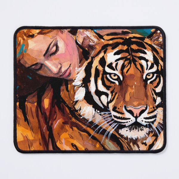 Item preview, Woman and Tiger Emotional Painting designed and sold by SassyArtistry.