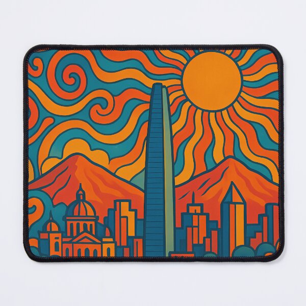 Item preview, Trippy Psychedelic Poster of Santiago | Neon Andes & City Lights | Surreal Chilean Urban Art designed and sold by PaintedPixels01.