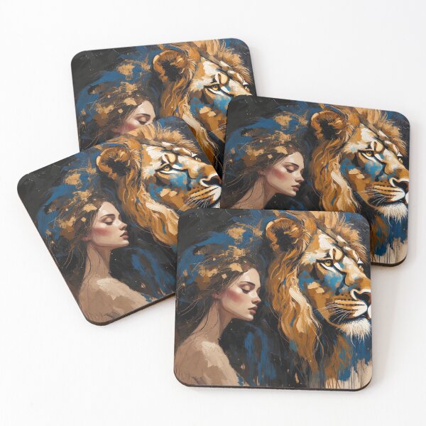 Item preview, Woman and Lion Emotional Painting designed and sold by SassyArtistry.