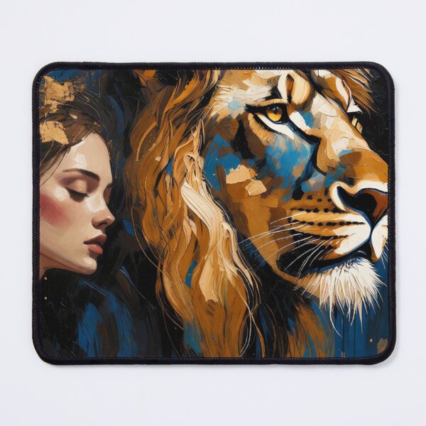 Item preview, Woman and Lion Emotional Painting designed and sold by SassyArtistry.
