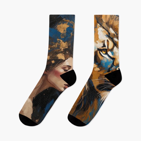 Item preview, Woman and Lion Emotional Painting designed and sold by SassyArtistry.