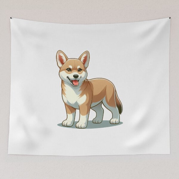 Item preview, Adorable animated corgi with a cheerful expression, standing proudly with a shiny coat. designed and sold by cave-canvas.
