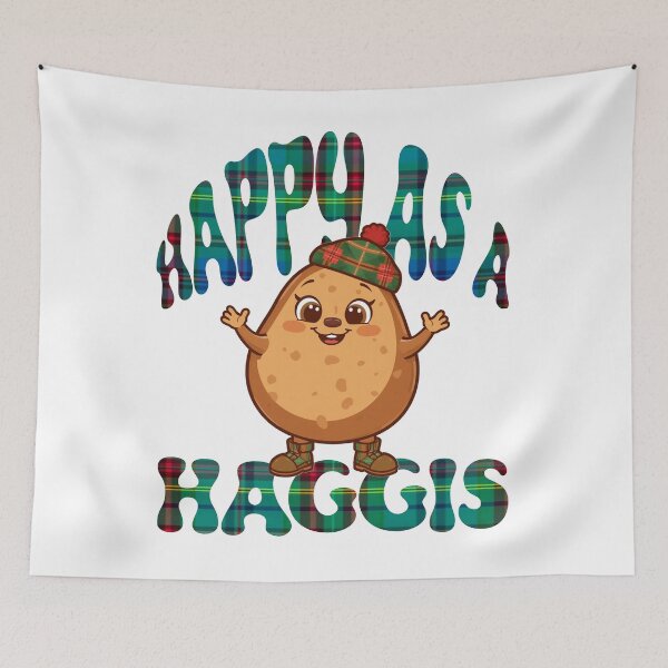 Item preview, Happy as a Haggis Scottish Tartan Illustration Art designed and sold by Loom on the Loch.