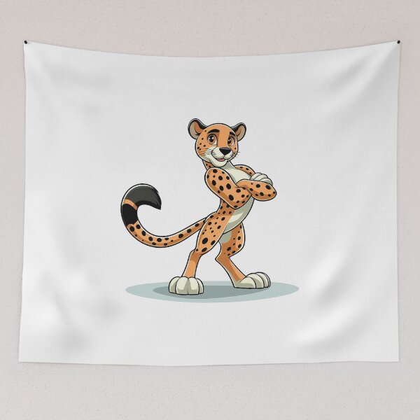 Item preview, Cartoon leopard character with playful expression and cheerful stance. designed and sold by cave-canvas.
