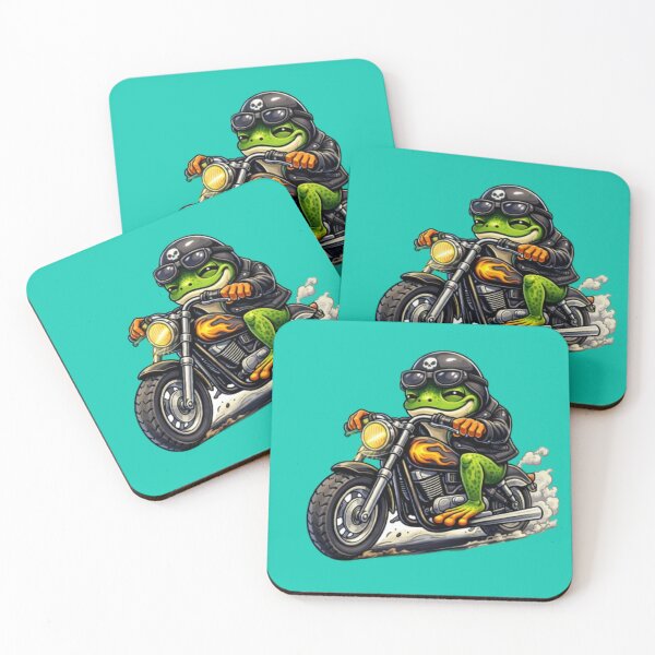 Artikelvorschau, Frosch auf einem brennenden Oldtimer-Motorrad entworfen und verkauft von FroggyOnly.